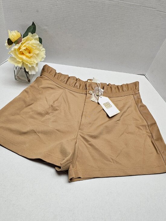 Emily Mccarthy Pants - New Ruffle Shorts Camel Brown Emily Mcarthy L Large